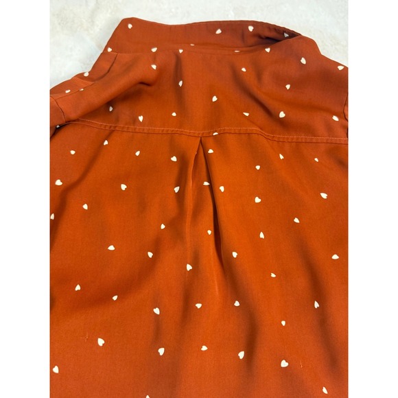 Orange and White Heart Button Down Allergra K - Picture 3 of 10